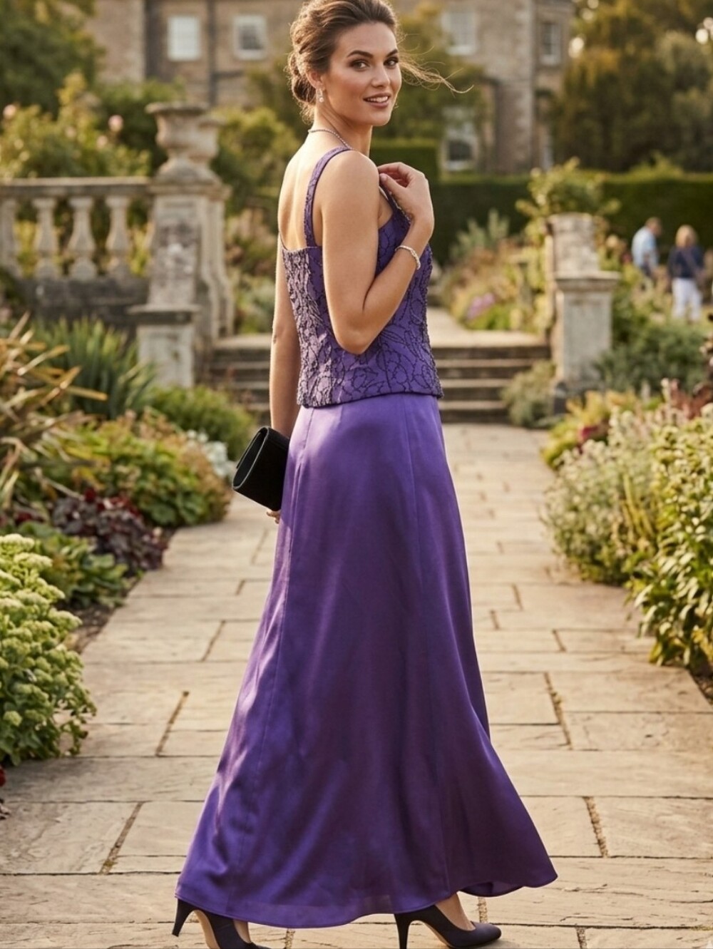 Coldwater Creek Purple Sleeveless Evening Dress Sz 16